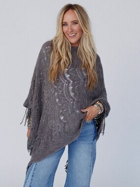 Gray Lace Poncho